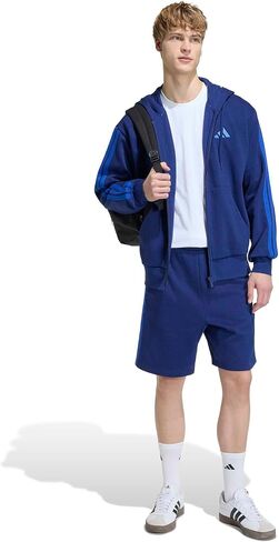 adidas Men's Essentials 3-Stripes Fleece 9-Inch Shorts, DarkBlueTeamRoyalBlue, Large in Kuwait