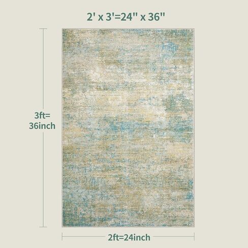 Tangsoo 2x3 Washable Rugs for Entryway Small Area Rug, Modern Non-Slip Low Pile Soft Rug, Abstract Indoor Front Door Throw Rugs for Entry Entrance Kitchen Bathroom Living Room Home Decor Blue/Beige in Saudi Arabia