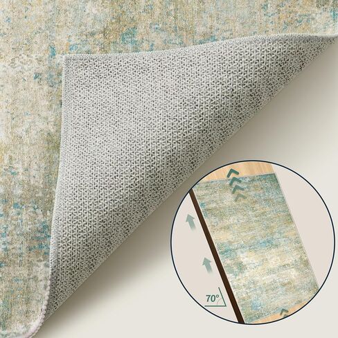 Tangsoo 2x3 Washable Rugs for Entryway Small Area Rug, Modern Non-Slip Low Pile Soft Rug, Abstract Indoor Front Door Throw Rugs for Entry Entrance Kitchen Bathroom Living Room Home Decor Blue/Beige in Saudi Arabia