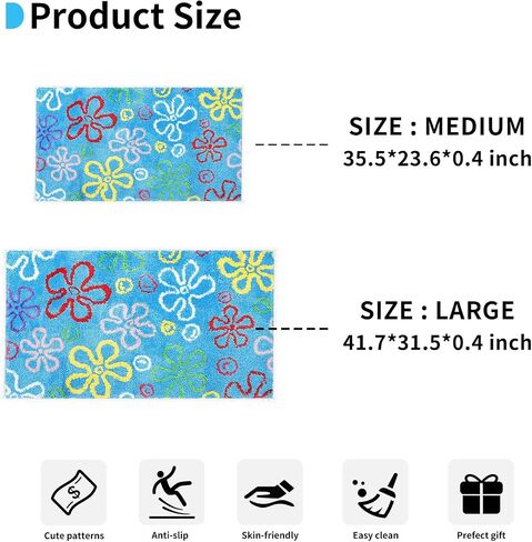 Cute Cartoon Sponge Bathroom Rug 3x2 Non-Slip Machine Washable Cool Cartoon Bedroom Rug for Bathroom, Living Room, Front Door, Playroom (35.5 * 23.6 inch) in Saudi Arabia