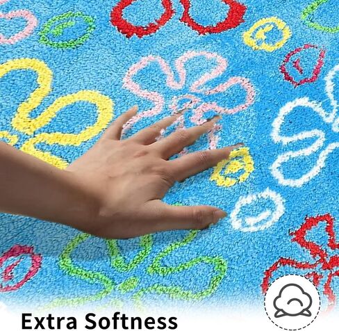 Cute Cartoon Sponge Bathroom Rug 3x2 Non-Slip Machine Washable Cool Cartoon Bedroom Rug for Bathroom, Living Room, Front Door, Playroom (35.5 * 23.6 inch) in Saudi Arabia