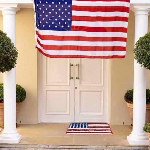 Whaline Patriotic Bath Rug 4th of July American Flag Tufted Bath Mat Non Slip Shower Rugs Floor Mat Carpet for 250th Anniversary Independence Day Home Kitchen Bedroom Bathroom Entrance Decor in Kuwait