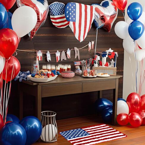 Whaline Patriotic Bath Rug 4th of July American Flag Tufted Bath Mat Non Slip Shower Rugs Floor Mat Carpet for 250th Anniversary Independence Day Home Kitchen Bedroom Bathroom Entrance Decor in Kuwait