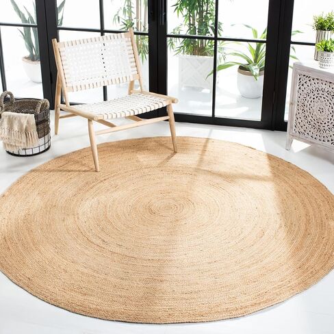 SAFAVIEH Natural Fiber Round Collection 6' Round Natural NFB310A Handmade Boho Braided Jute Area Rug in Kuwait