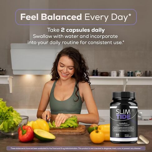 (2 Pack) Slim Tide Capsules - Official Slimtide Advanced Weight Management Formula with Natural Ingredients, Slim Tide Advanced Pills for Wellness & Overall Health Support, 120 Capsules for 2 Months in Saudi Arabia