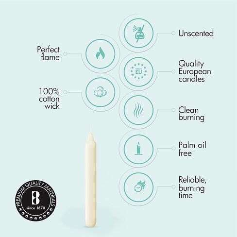 BOLSIUS Ivory Household Candles Bulk Pack 45 Count - Unscented Dripless 7 Inch Dinner Candlesticks - 6+ Hours Burn Time - Premium European Quality - Consistent Smokeless Flame - 100% Cotton Wick in Saudi Arabia