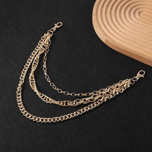 Larrel Heavy Duty Gold Pants Chain for Men Women, 3-Tiered Metal Punk Goth Pocket Chain with Double Clasp, Purse Chains Punk Accessories for Jeans Belt Pocket Bags in Kuwait