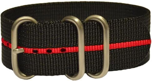 Panatime Black Striped Ballistic Nylon Watch Band with and 3 Stainless Steel Rings 10.5"/267mm in Kuwait