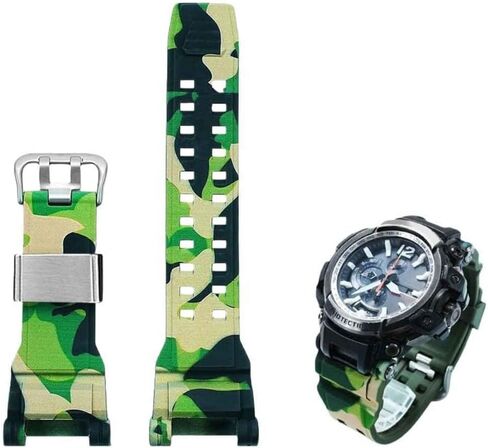 for Casio 5502 GPW-2000 Series Modified Resin Silicone watchband GPW-2000 Soft Waterproof Rubber Strap Men's Camouflage Bracelet,Black-Silver-B-for GPW-2000 in Saudi Arabia