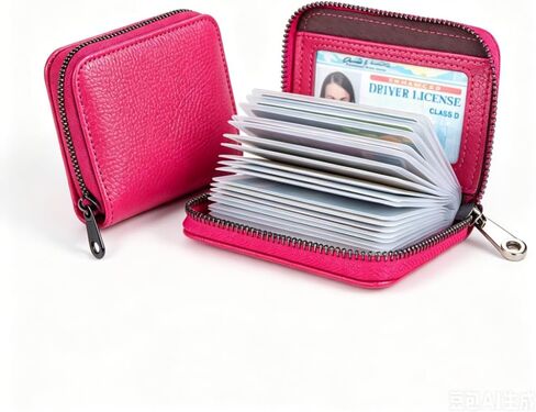 Women's Card & Id Cases, Credit Card Wallet,Zipper Secure ID Credit Card Case Organizer (Rose Red) in Kuwait