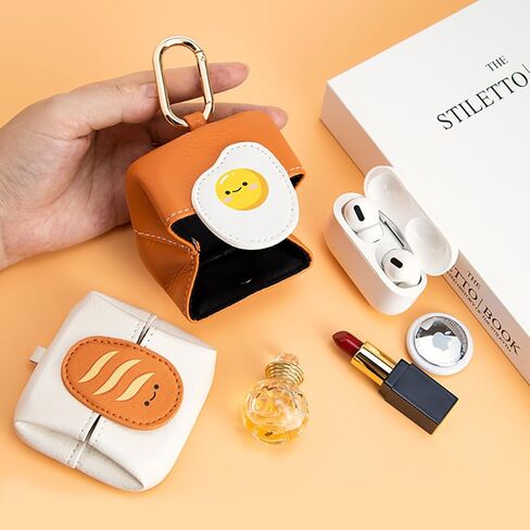 Cute Bread Coin Purse Keychain Mini Bag Charm Leather Fruit Wallet Backpack Pendant Small Earphone Case Money Pouch for Women in Saudi Arabia