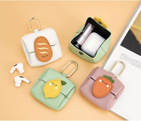 Cute Bread Coin Purse Keychain Mini Bag Charm Leather Fruit Wallet Backpack Pendant Small Earphone Case Money Pouch for Women in Saudi Arabia
