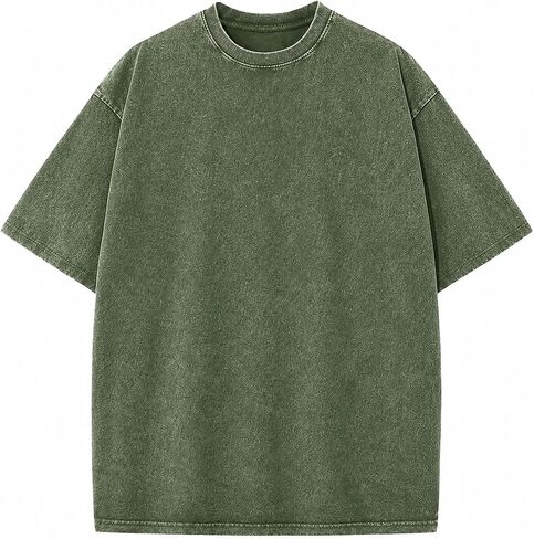 Men's Big and Tall T-Shirts, 100% Cotton Vintage Washed Oversized Loose Fit Crewneck Short Sleeve Solid Color Basic Tees in Kuwait