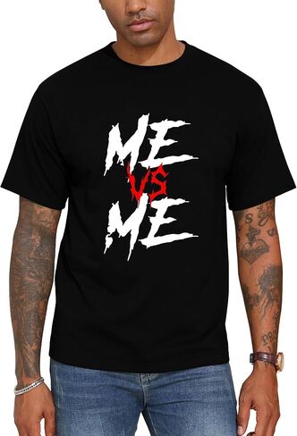 Mens Graphic T Shirts ME VS ME Print Short Sleeve Slogan Print Summer Top 100% Cotton Casual Tees for Men in Saudi Arabia