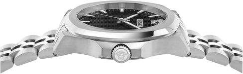 Versace Luxury Collection Luxury Mens Watch Timepieces with a Silver Bracelet Featuring a Stainless Steel Case and a Black Dial in Kuwait