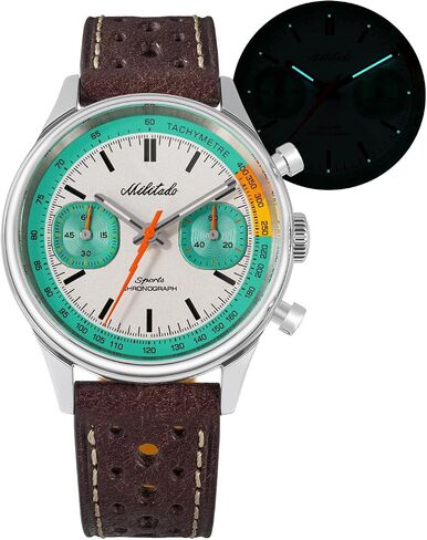 TACTICAL FROG Militado ML23 Military Chronograph Watch for Men, 40mm Stainless Steel Case, 6S21 Sweep Quartz Movement, Domed Sapphire Crystal, BGW9 Lume, 100M Water Resistant, Genuine Leather Strap in Kuwait