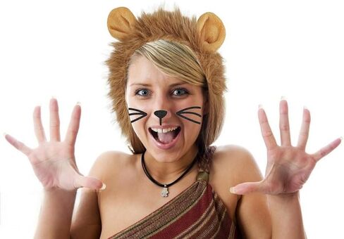 3PCS Lion Costume Accessories Set, Lion Ears Headband Tail and Glitter Face Stickers for Women Halloween Party Cosplay Dress Up in Saudi Arabia
