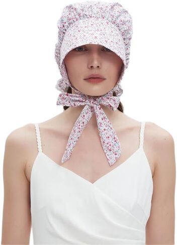 Vintage Costume Hat, Colonial Bonnet Cap with Flower Pattern in Saudi Arabia