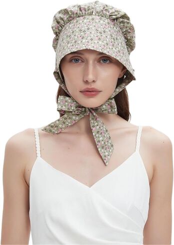 Vintage Costume Hat, Colonial Bonnet Cap with Flower Pattern in Saudi Arabia