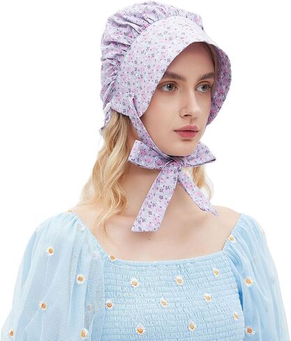 Vintage Costume Hat, Colonial Bonnet Cap with Flower Pattern in Saudi Arabia