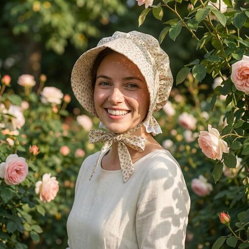 Vintage Costume Hat, Colonial Bonnet Cap with Flower Pattern in Saudi Arabia