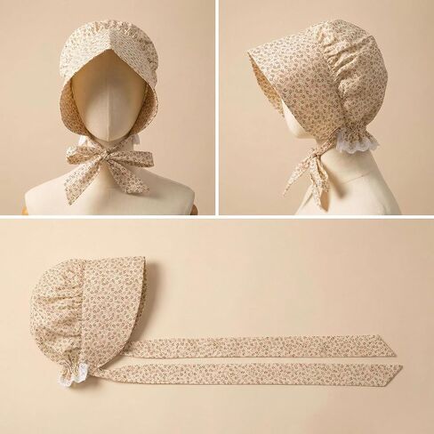Vintage Costume Hat, Colonial Bonnet Cap with Flower Pattern in Saudi Arabia