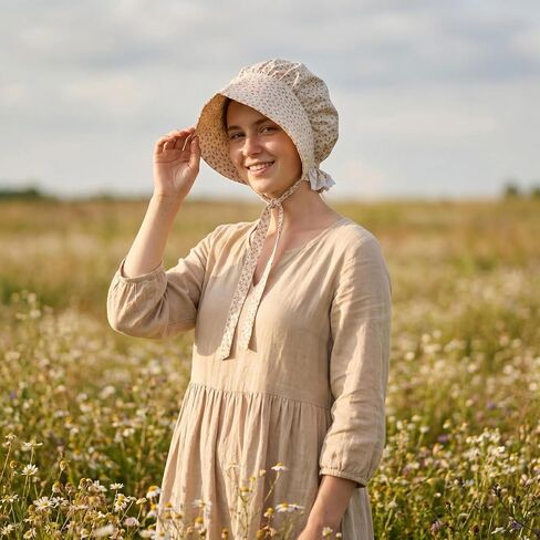 Vintage Costume Hat, Colonial Bonnet Cap with Flower Pattern in Saudi Arabia