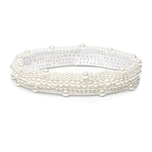 Pearl Hat Bands for Women, White Rhinestone Beaded Stretchy Western Hat Belts, Fit for Fedora Panama Wide Brim Sun Hats for Country Wedding Party Accessories in Kuwait