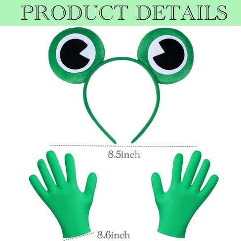 3Pcs Halloween Frog Costume Accessories Adult Frog Headband Green Gloves Collar Toad Cosplay Party Dress Up in Saudi Arabia