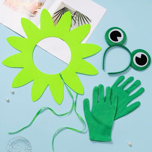 3Pcs Halloween Frog Costume Accessories Adult Frog Headband Green Gloves Collar Toad Cosplay Party Dress Up in Saudi Arabia