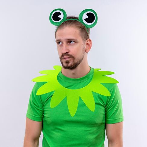 3Pcs Halloween Frog Costume Accessories Adult Frog Headband Green Gloves Collar Toad Cosplay Party Dress Up in Saudi Arabia