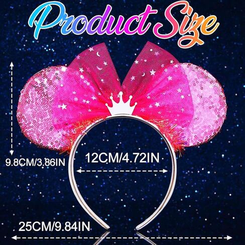 CAKURE Light Up Mouse Ears Headband Pink Led Bow Hair Bands Festival Holiday Hair Accessories for Women in Kuwait