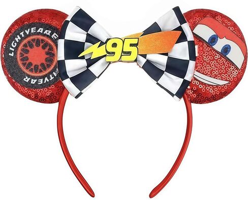 Mouse Ears Headband - Black Satin Bow Hair Accessory with Sparkle Sequins for Theme Parties, Festivals & Daily Wear in Saudi Arabia