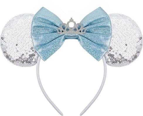 Mouse Ears Headband - Black Satin Bow Hair Accessory with Sparkle Sequins for Theme Parties, Festivals & Daily Wear in Saudi Arabia