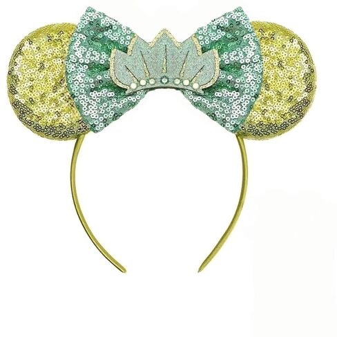 Mouse Ears Headband - Black Satin Bow Hair Accessory with Sparkle Sequins for Theme Parties, Festivals & Daily Wear in Saudi Arabia