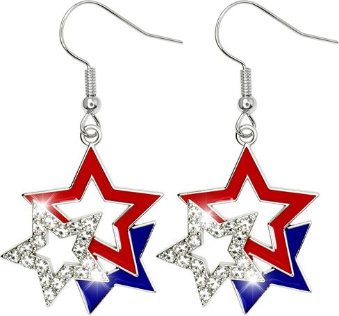 4th of July Earrings Patriotic Earrings for Women Girls Red White Blue Patriotic Star Earring 250th Anniversary Independence Day Gifts in Saudi Arabia