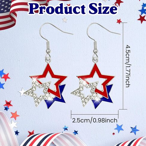 4th of July Earrings Patriotic Earrings for Women Girls Red White Blue Patriotic Star Earring 250th Anniversary Independence Day Gifts in Saudi Arabia