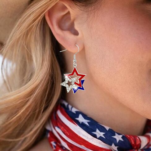 4th of July Earrings Patriotic Earrings for Women Girls Red White Blue Patriotic Star Earring 250th Anniversary Independence Day Gifts in Saudi Arabia