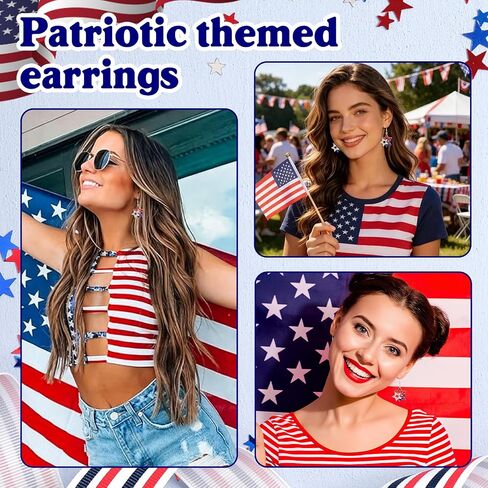 4th of July Earrings Patriotic Earrings for Women Girls Red White Blue Patriotic Star Earring 250th Anniversary Independence Day Gifts in Saudi Arabia