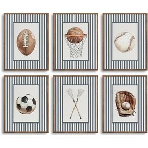 BVVEYKXX 6Pcs Vintage Sports Themed Wall Art Retro Ball Sports Posters for Boy's Room Children's Room Nursery Baseball Football Soccer Basketball Prints Pictures 8x10in Unframed in Saudi Arabia