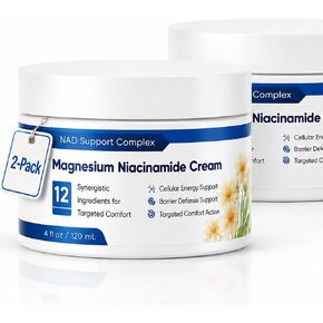 2-Pack Magnesium Niacinamide Relief Cream -Fast Acting Cooling Formula, 12 Ingredients for Muscles, Joints, Neck, Low Back, Knee, Foot, Fast Absorbing, Non-Greasy Formula, 4 oz (2) in Saudi Arabia