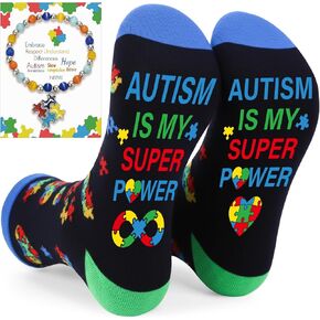 Autism Awareness Socks Bracelets - 2Pcs Autism Gifts for Women, Colorful Novelty Autistic Puzzle Piece Socks Bracelets Autistic Awareness Month Gifts for Mom Teachers in Saudi Arabia