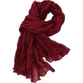 Women Crinkle Spring Scarf Shawls Summer Long Scarves Lightweight Hijab Wraps Soft Linen Cotton for Beach Travel in Kuwait
