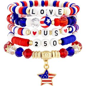 Independence Day Bracelet for Women, Red White Blue Patriotic Stackable Stretch Bracelet, USA America Anniversary Bangles for Women in Saudi Arabia