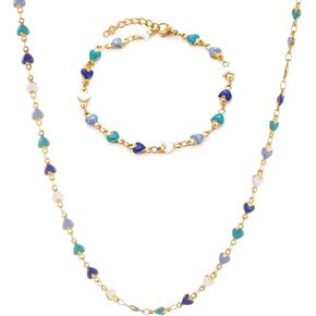Gold Jewelry Set for Women, Dainty 18K Gold Plated Heart Necklaces Bracelets Set, Elegant Choker Necklaces Bracelets Trendy Valentine Anniversary Birthday Jewelry Gift in Saudi Arabia
