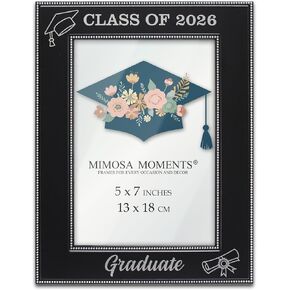 Black Metal Class of 2026 Picture Frame, Silver-tone Graduate, cap and diploma in Saudi Arabia
