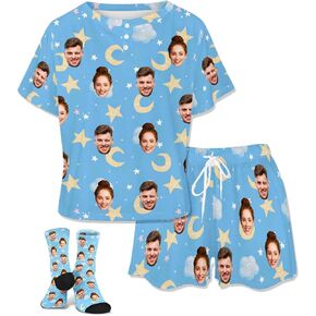Personalized Faces Pajamas for Women, Custom Pajama with Dog Cat Picture in Saudi Arabia