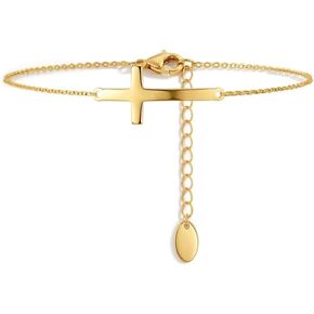 14K Gold Bracelets for Women Gold Cross Bracelet Crosses Bracelet for Womens Faith Bracelets for Women Adjustable Chain Bracelet for Her in Saudi Arabia