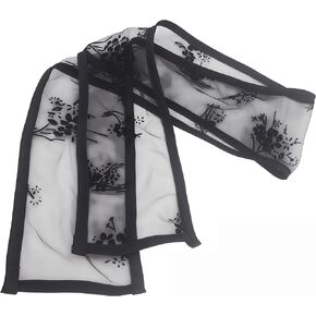 French Floral Black Lace Scarf, Elegant Sheer Mesh Hair Ribbon Neck Scarf Hair Tie, Versatile Black Decoration Hair Accessories for Women Daily Party Dressing Wear in Saudi Arabia