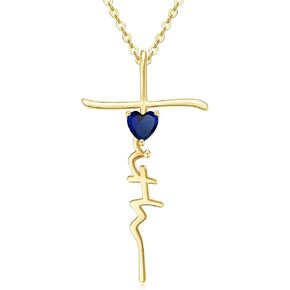 Cross Faith Heart Birthstone Necklaces for Women 14K Gold Christian Religious First Communion Baptism Confirmation Jewelry Anniversary Birthday Gifts for Wife Mom Her in Saudi Arabia